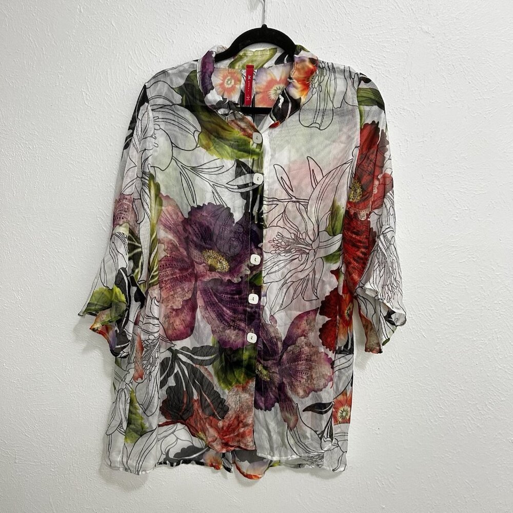Ic Collection Floral Button-Down Blouse - image 2